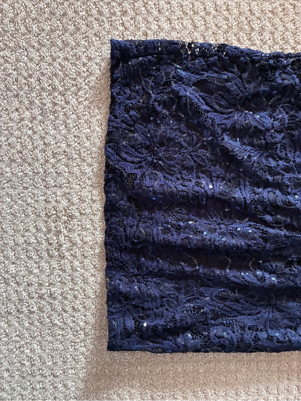 MARINA Navy Sequin Lace Dress - Picture 6 of 13